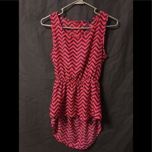 Red and blue sleeveless shirt